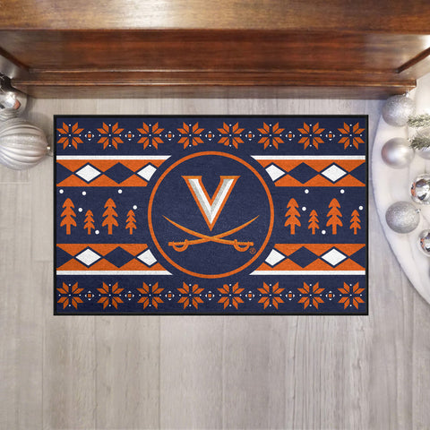 Virginia Cavaliers Holiday Sweater Starter Mat Accent Rug - 19in. x 30in.