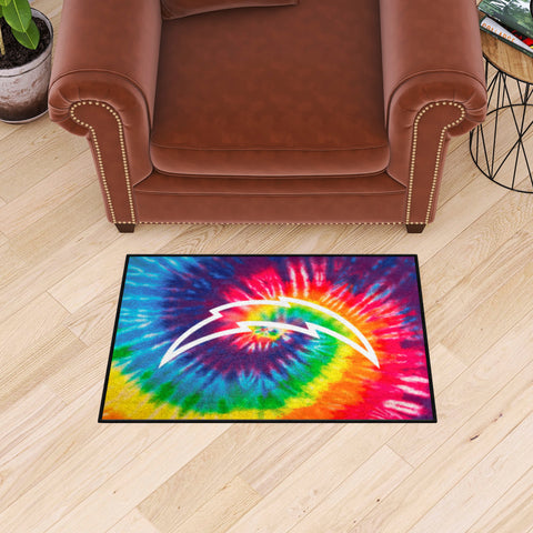 Los Angeles Chargers Tie Dye Starter Mat Accent Rug - 19in. x 30in.