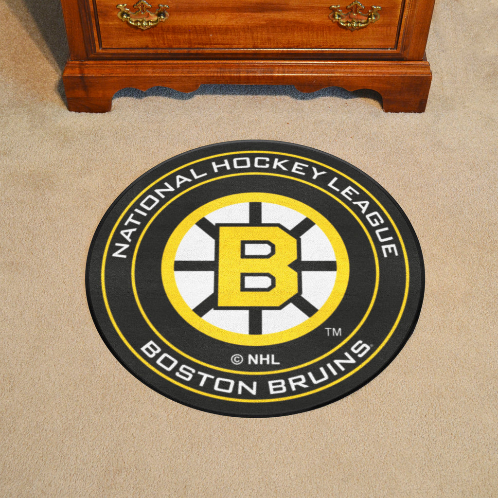 NHL Retro Boston Bruins Hockey Puck Rug - 27in. Diameter