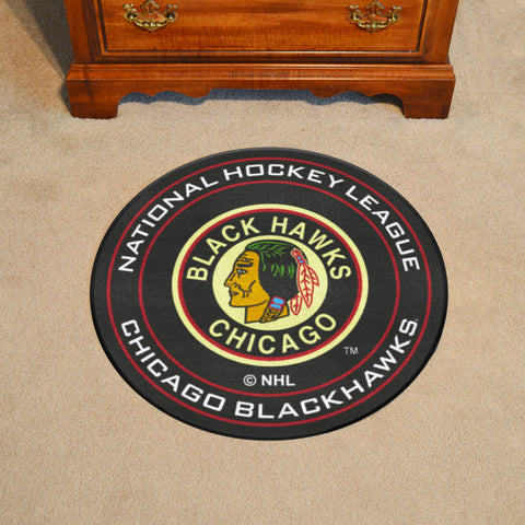 NHL Retro Chicago Blackhawks Hockey Puck Rug - 27in. Diameter