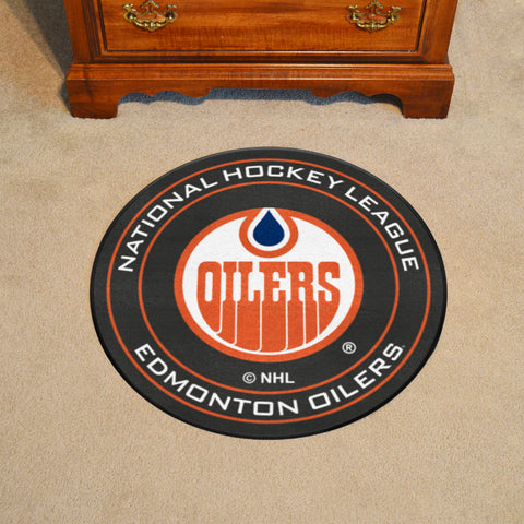 NHL Retro Edmonton Oilers Hockey Puck Rug - 27in. Diameter