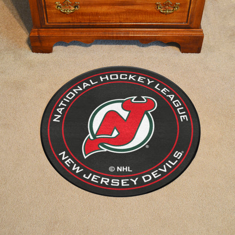 NHL Retro New Jersey Devils Hockey Puck Rug - 27in. Diameter