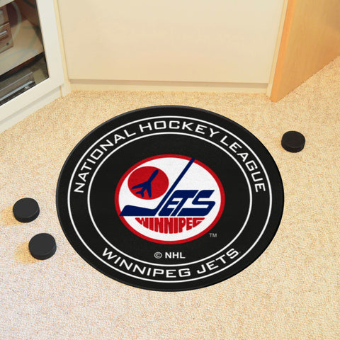 NHL Retro Winnipeg Jets Hockey Puck Rug - 27in. Diameter