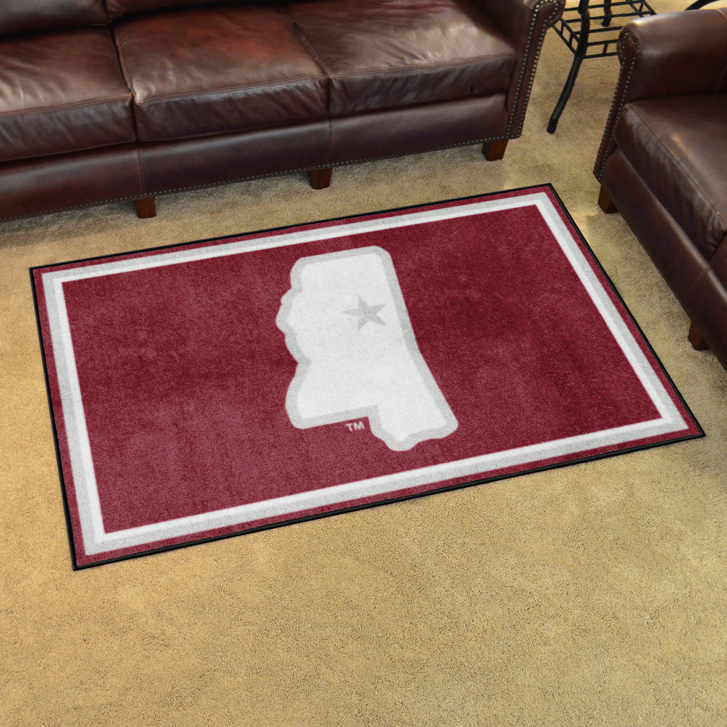 Mississippi State Bulldogs 4ft. x 6ft. Plush Area Rug, State Logo