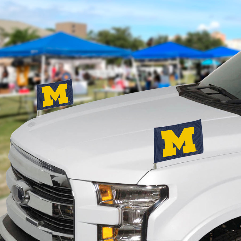 Michigan Wolverines Ambassador Car Flags - 2 Pack Mini Auto Flags, 4in X 6in