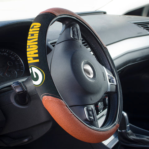Green Bay Packers Football Grip Steering Wheel Cover 15" Diameter