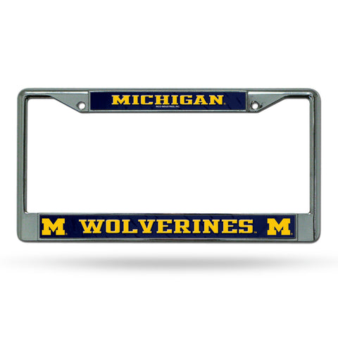 Michigan Wolverines License Plate Frame Chrome Printed Insert