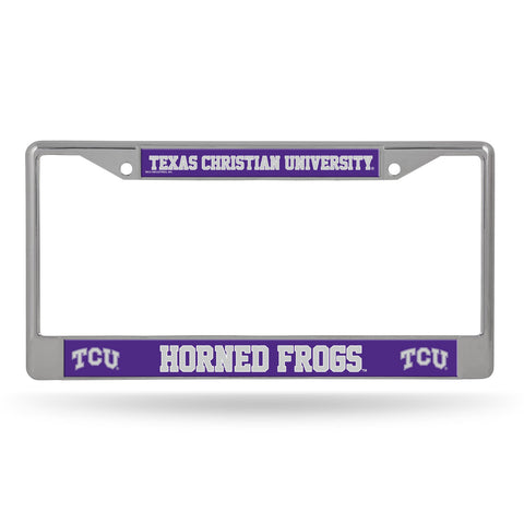 TCU Horned Frogs License Plate Frame Chrome Printed Insert Special Order