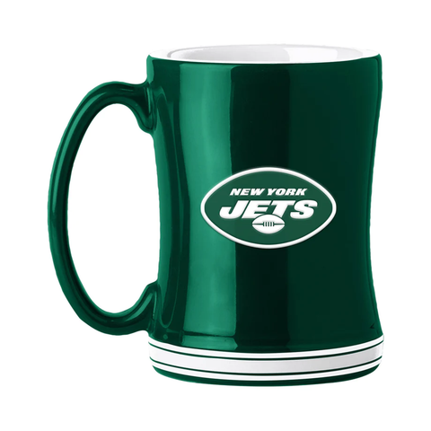 New York Jets Coffee Mug 14oz Sculpted Relief Team Color