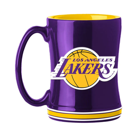Los Angeles Lakers Coffee Mug 14oz Sculpted Relief Team Color