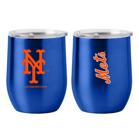 New York Mets Travel Tumbler 16oz Stainless Steel Curved