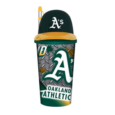 Oakland Athletics Helmet Cup 32oz Plastic with Straw - Special Order