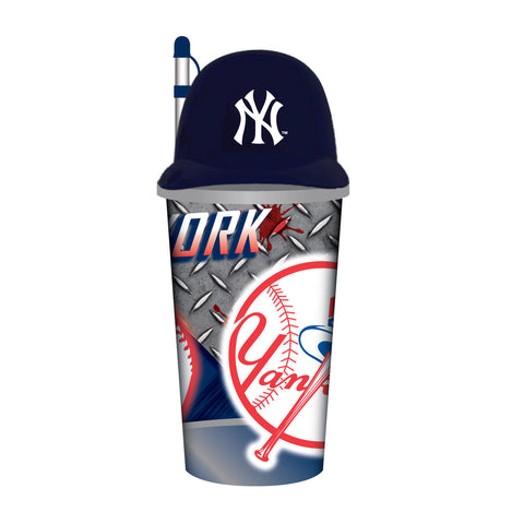 New York Yankees Helmet Cup 32oz Plastic with Straw