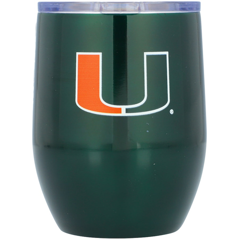 Miami Hurricanes Travel Tumbler 16oz Stainless Steel Curved