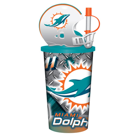 Miami Dolphins Helmet Cup 32oz Plastic with Straw