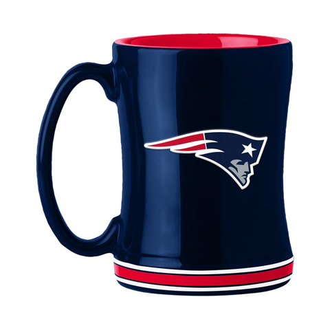 New England Patriots Coffee Mug 14oz Sculpted Relief Team Color