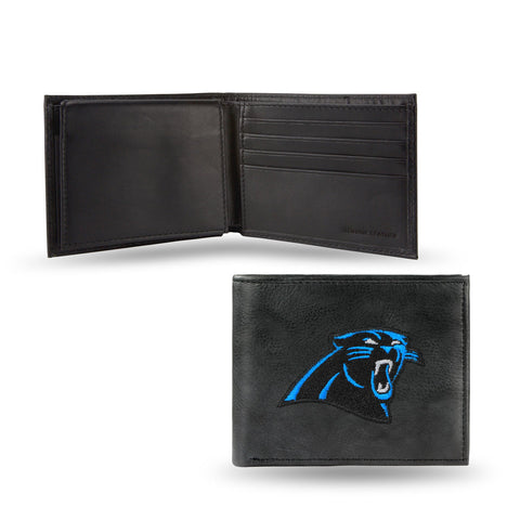 Carolina Panthers Wallet Billfold Leather Embroidered Black
