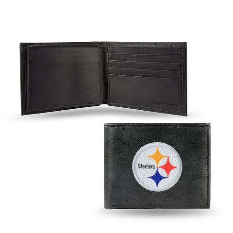 Pittsburgh Steelers Wallet Billfold Leather Embroidered Black