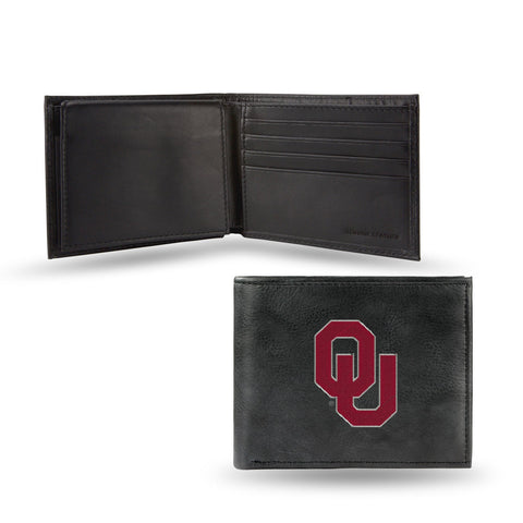 Oklahoma Sooners Wallet Billfold Leather Embroidered Black Special Order