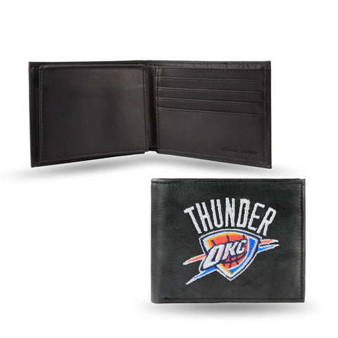 Oklahoma City Thunder Wallet Billfold Leather Embroidered Black - Special Order