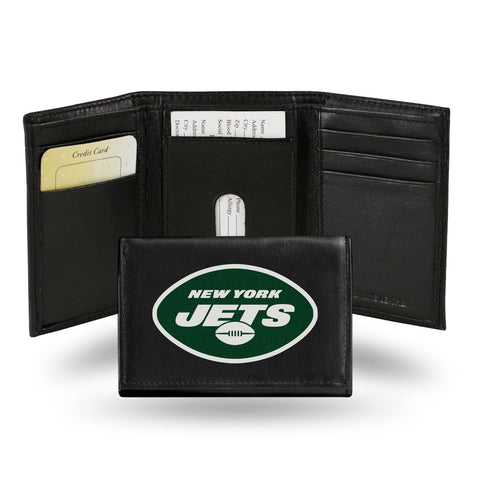 New York Jets Wallet Trifold Leather Embroidered - Special Order