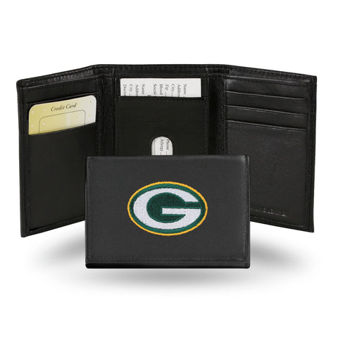 Green Bay Packers Wallet Trifold Leather Embroidered