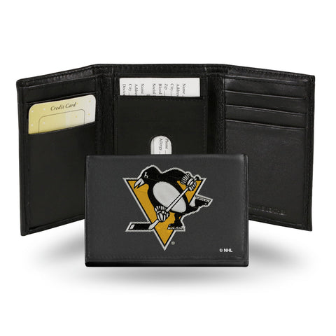 Pittsburgh Penguins Wallet Trifold Leather Embroidered - Special Order