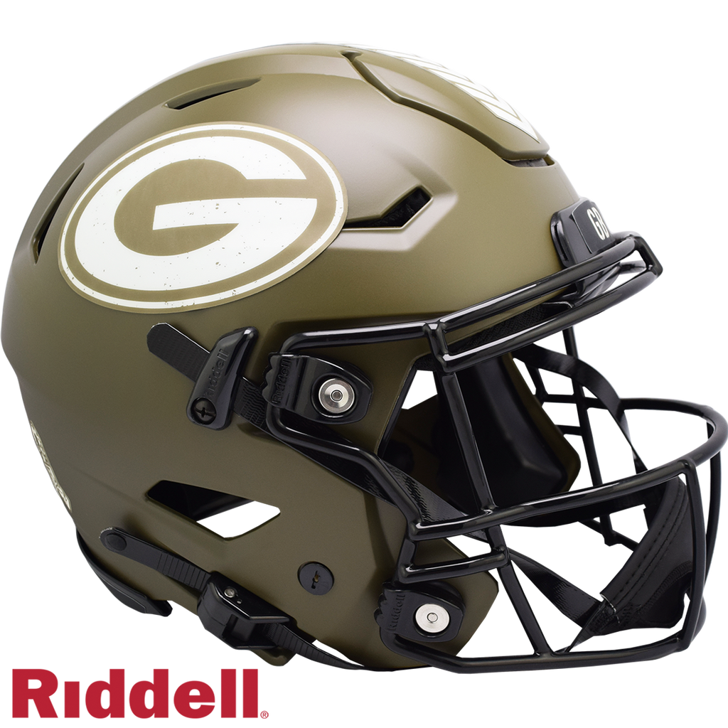 Green Bay Packers Helmet Riddell Authentic Full Size SpeedFlex Style Salute To Service