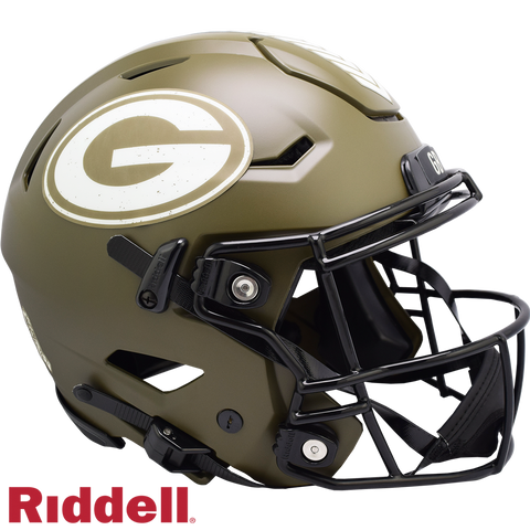 Green Bay Packers Helmet Riddell Authentic Full Size SpeedFlex Style Salute To Service 2022