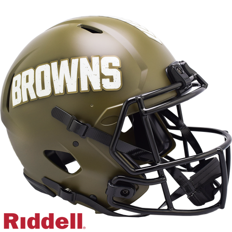 Cleveland Browns Helmet Riddell Authentic Full Size Speed Style Salute To Service