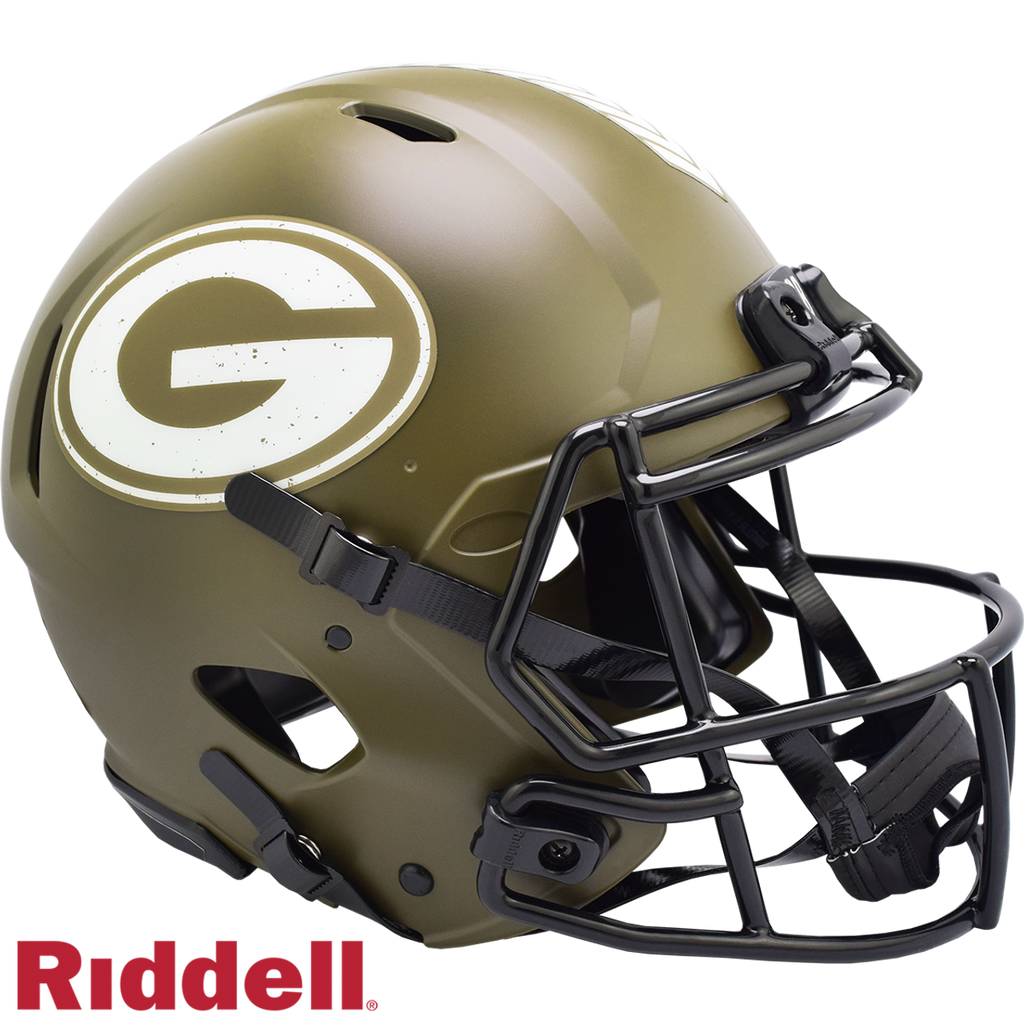 Green Bay Packers Helmet Riddell Authentic Full Size Speed Style Salute To Service