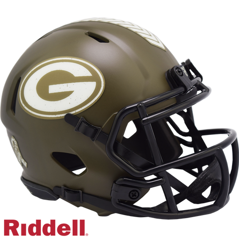 Green Bay Packers Helmet Riddell Replica Mini Speed Style Salute To Service