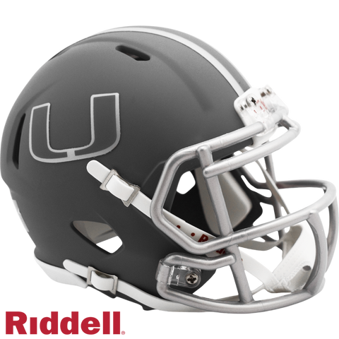 Miami Hurricanes Helmet Riddell Replica Mini Speed Style Slate Alternate