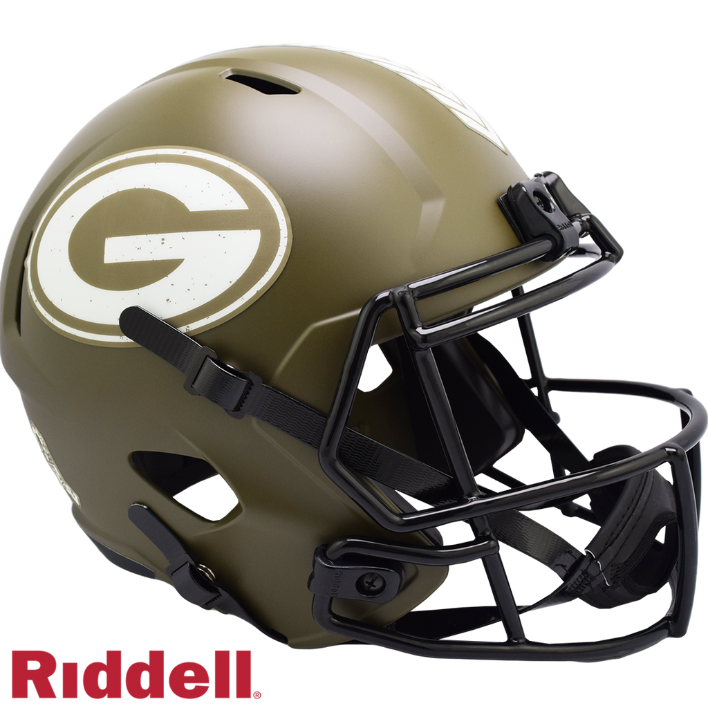 Green Bay Packers Helmet Riddell Replica Full Size Speed Style Salute To Service