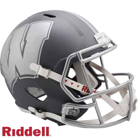 Wisconsin Badgers Helmet Riddell Replica Full Size Speed Style Slate Alternate