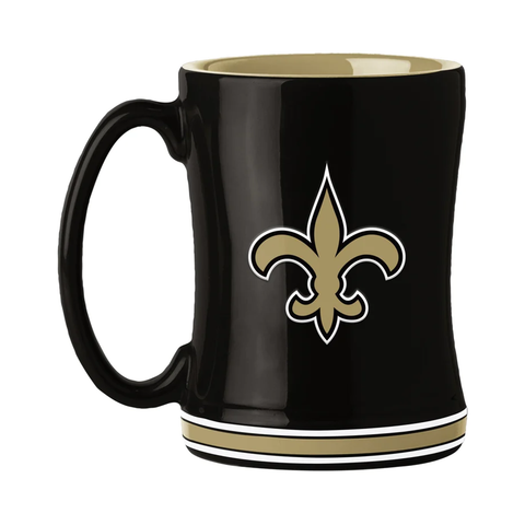 New Orleans Saints Coffee Mug 14oz Sculpted Relief Team Color