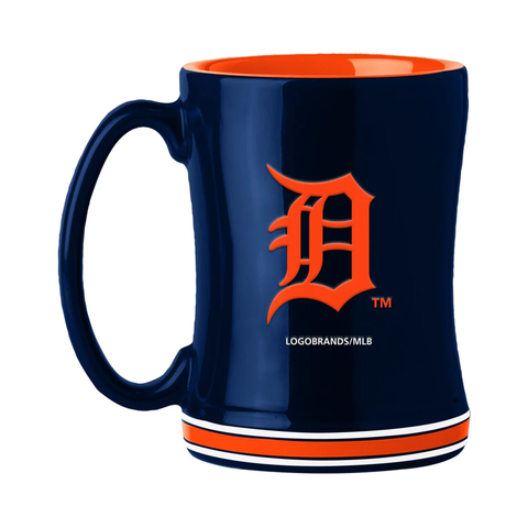 Detroit Tigers Coffee Mug 14oz Sculpted Relief Team Color