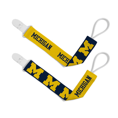 Michigan Wolverines Pacifier Clips 2 Pack