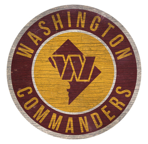 Washington Commanders Sign Wood 12 Inch Round State Design