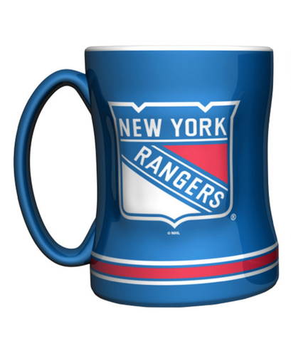 New York Rangers Coffee Mug 14oz Sculpted Relief Team Color