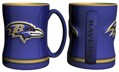 Baltimore Ravens Coffee Mug 14oz Sculpted Relief Team Color